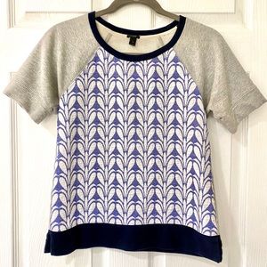 J.Crew Short Sleeve Sweatshirt Gray/Navy/Floral XS